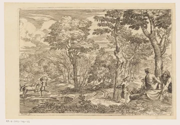 Paysage forestier avec satyres