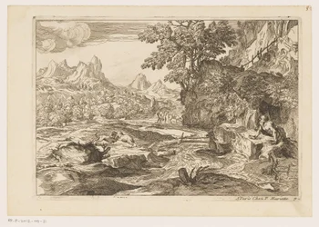 Paysage avec saint Jérôme et deux lions combattants