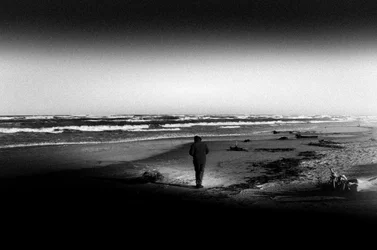 Promenade sur une plage déserte