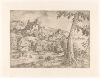 Paysage panoramique avec grand arbre