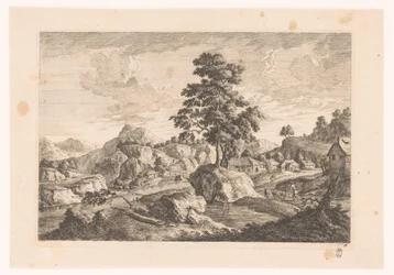 Paysage montagneux avec maisons