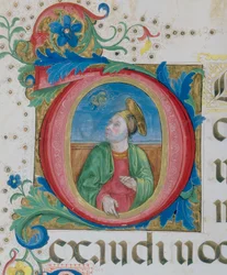 Dieu apparaissant à un saint, détail miniature d