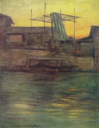 Un canal arrière, Osaka, vers 1887, 1901