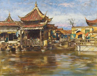 Une maison de thé, Shanghai, vers 1909