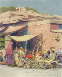 Marché aux légumes, Delhi, 1905