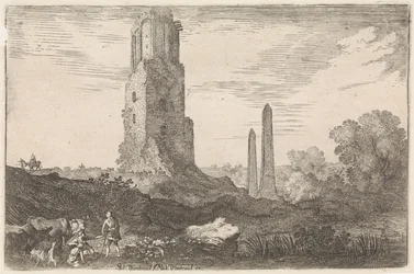 Paysage avec deux obélisques et la 