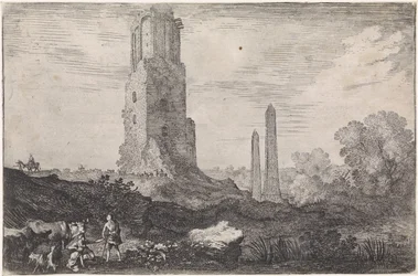Paysage avec deux obélisques et la 