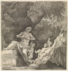 Femme avec trois enfants