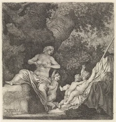 Femme avec trois enfants