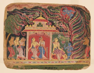Krishna vainc Trinavarta, le démon tourbillon, tiré d