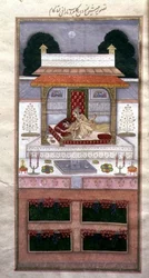 Kamrup et Kamalta lors de leur nuit de noces, du Dastur-i Himmat (vers 1755)
