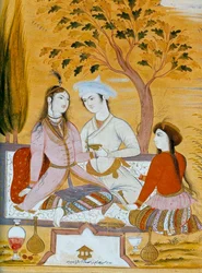 Couple amoureux et un serviteur, 1696