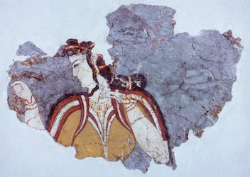 Dame de cour, fresque du palais de Mycènes (Grèce), civilisation mycénienne