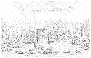 Homme-médecine et intérieur de tipi, 1841