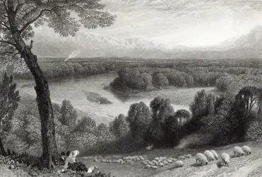 La Tamise depuis Richmond Hill, gravé par J. Saddler, imprimé par Cassell, Petter et Galvin