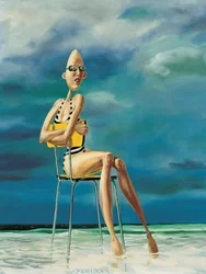 Nageuse fantaisiste assise