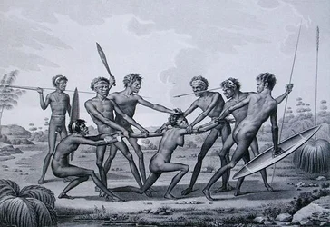 Port Jackson, Nouvelle-Hollande : Cérémonie de pré-mariage aborigène, de 