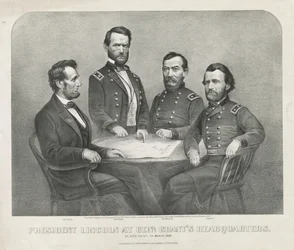 Le président Lincoln au quartier général du général Grant, vers 1865