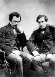 écrivains français frères Edmond et Jules de Goncourt c. 1855 photo par Nadar