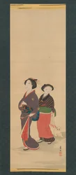 Deux femmes et un chiot