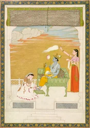 Lakshmi massant le pied de Vishnu, vers 1765-1770