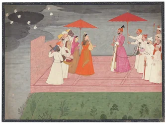 Musiciens jouant un raga pour Balwant Dev Singh pendant la saison des pluies, c.1745-50