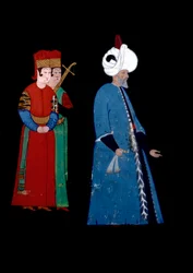 Portrait du sultan ottoman Soliman le Magnifique (1494-1566), accompagné de deux gardes armés