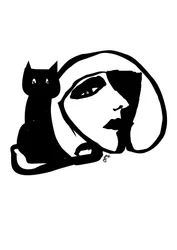 Catty Monday Cat, 2021 (Encre sur la carte)