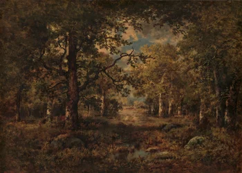 Une vue à travers les arbres : Fontainebleau, 1873