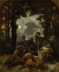 Société en plein air au clair de lune