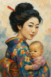 Une mère et son enfant japonais