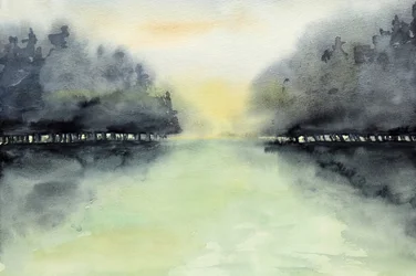 Reflet sur le lac brumeux