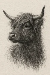 Vache des Highlands hirsute