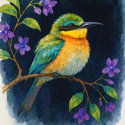 Oiseau aux couleurs vives sur une branche
