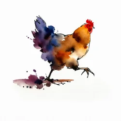 Un poulet aux couleurs vives peint à l