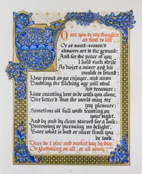 Page de chansons et de sonnets de Shakespeare avec enluminure