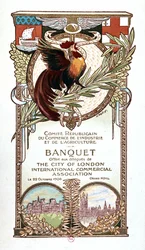 Coq et monuments, menu du banquet du Comité républicain du commerce, de l