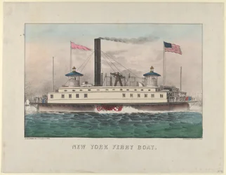 Bateau de ferry de New York, vers 1860-65. Créateurs : Nathaniel Currier, James Merritt Ives, Currier et Ives