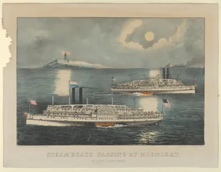 Bateaux à vapeur passant à minuit - Sur Long Island Sound, 1872-74
