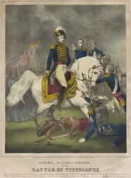 Le général William H. Harrison à la bataille de Tippecanoe