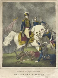 Le général William H. Harrison à la bataille de Tippecanoe