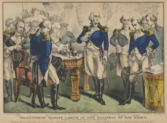Washington prenant congé des officiers de son armée à la taverne de Francis, Broad Street, New York