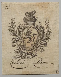 Ex-libris : Blason avec inscription Ezekiel Price