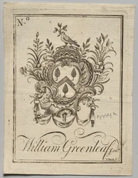 Ex-libris : Armoiries avec inscription de William Greenleaf Jun.r
