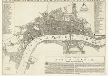 Un vrai portrait avec une brève description de ce déplorable incendie de Londres, survenu le 12