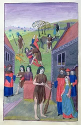 Ms 324 f.91 v. Hercule combat Achéloüs et prend le taureau par les cornes, 1479