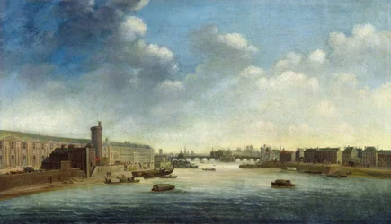 La Seine depuis le Pont Barbier en amont, le Louvre