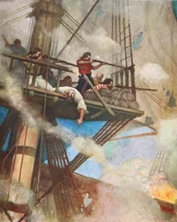 Le combat dans les Fire-tops contre un navire anglais