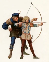 Robin des Bois entraîne un jeune archer