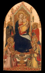 Madone trônante avec anges et saints